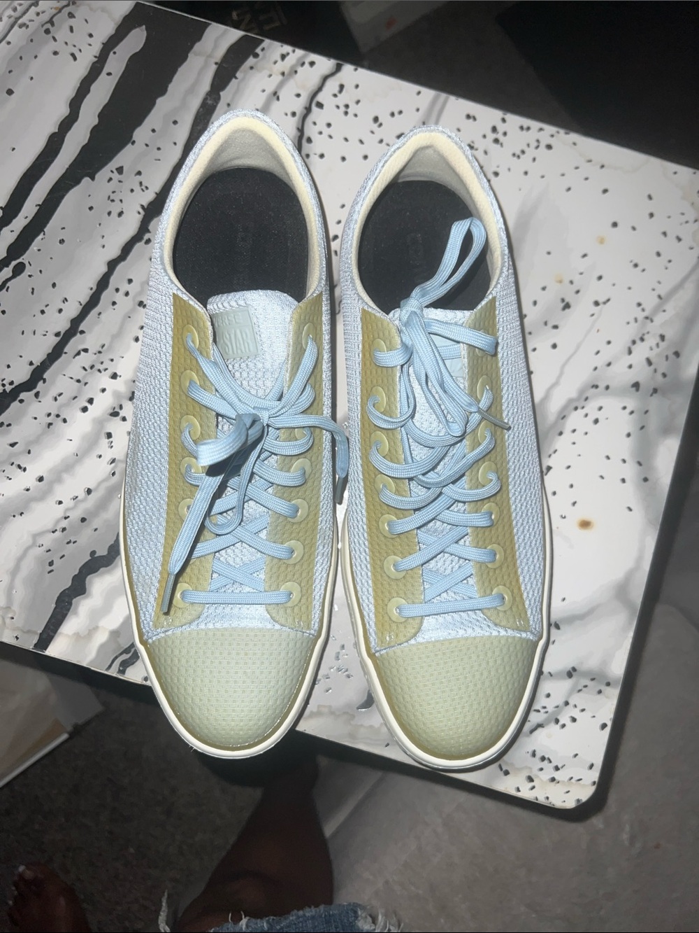 Converse Women’s Low-Top Sneakers in Light Blue and Olive